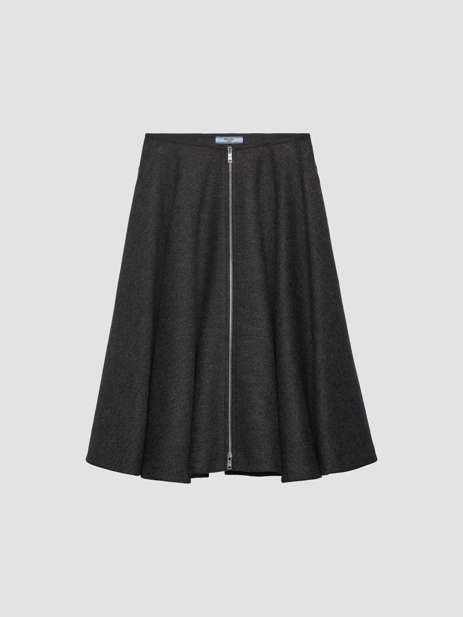 Double Wool Midi-Skirt by Prada