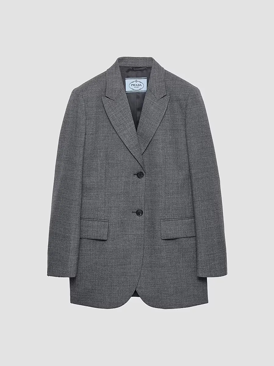 Single-Breasted Melange Hopsack Jacket by Prada