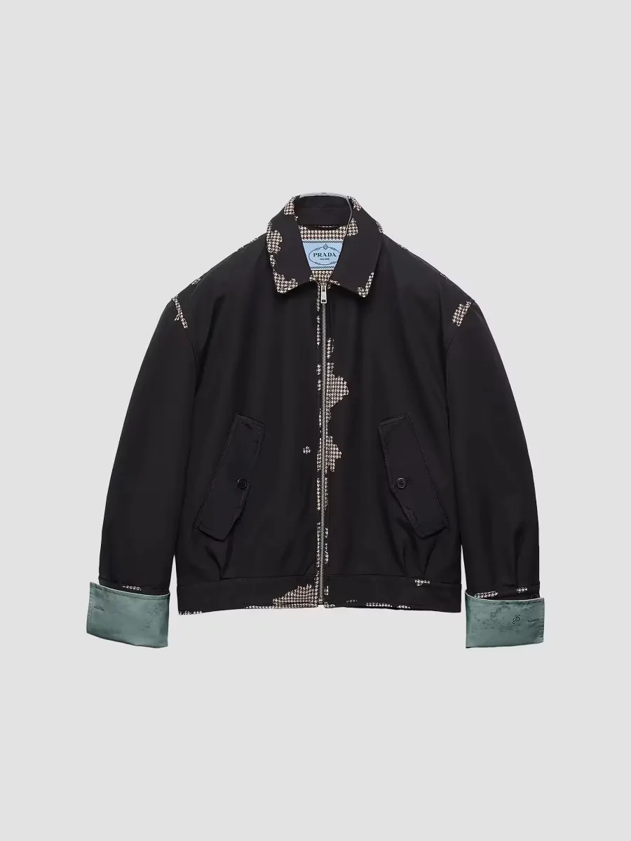 Bonded Leather and Houndstooth Jacket by Prada