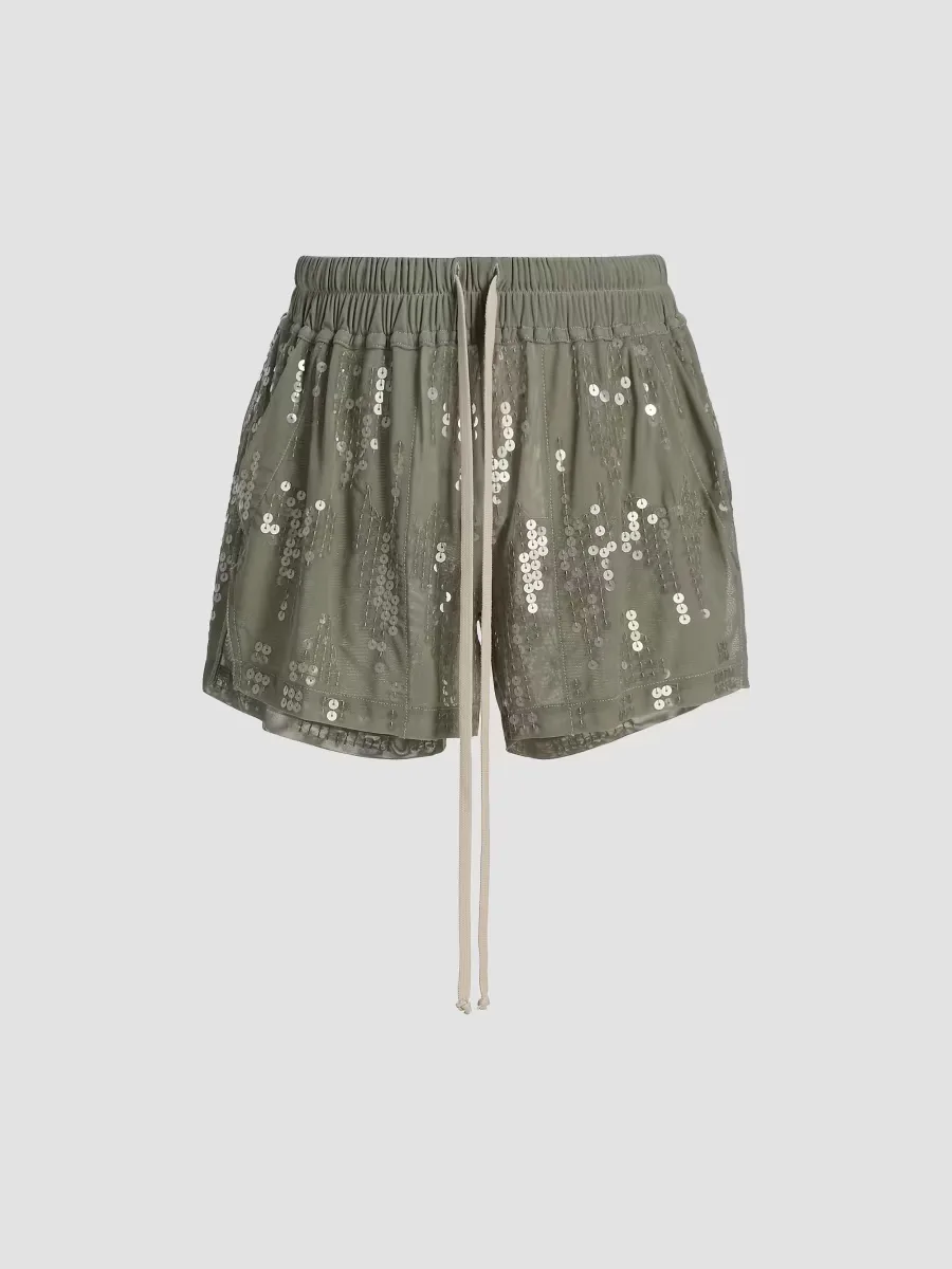 Lilies Sequin Stretch-Nylon Boxer Shorts by Rick Owens