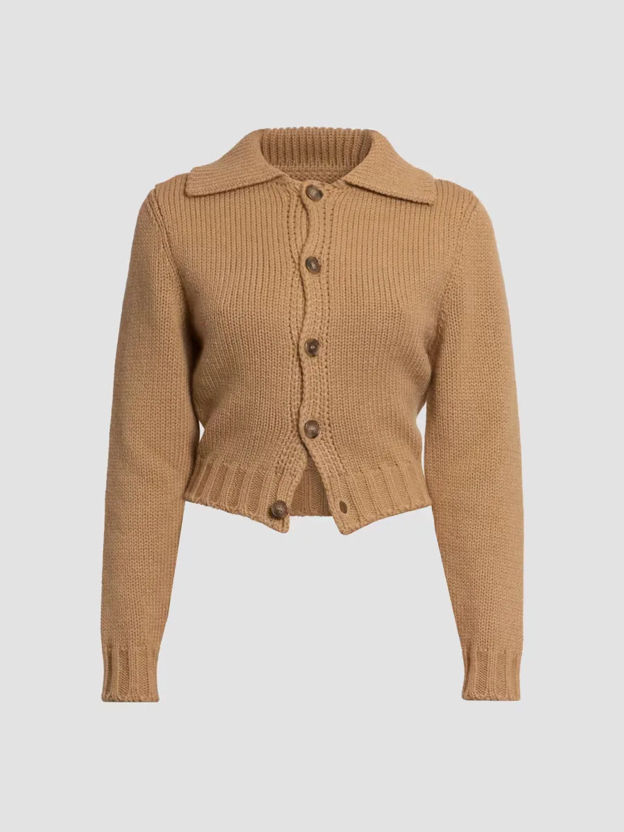 Wool-Blend Knit Spread-Collar Cardigan by Martin Margiela