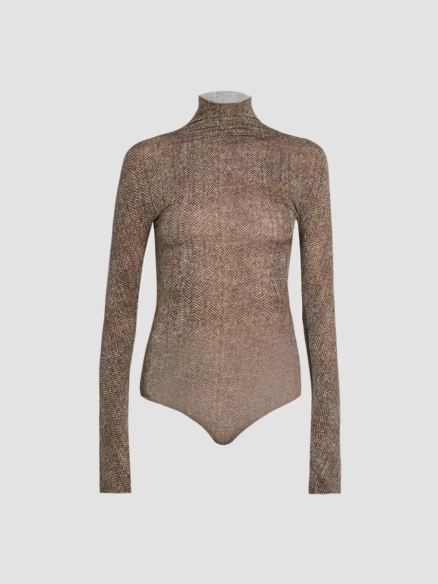 Herringbone Turtleneck Bodysuit by Maison Margiela