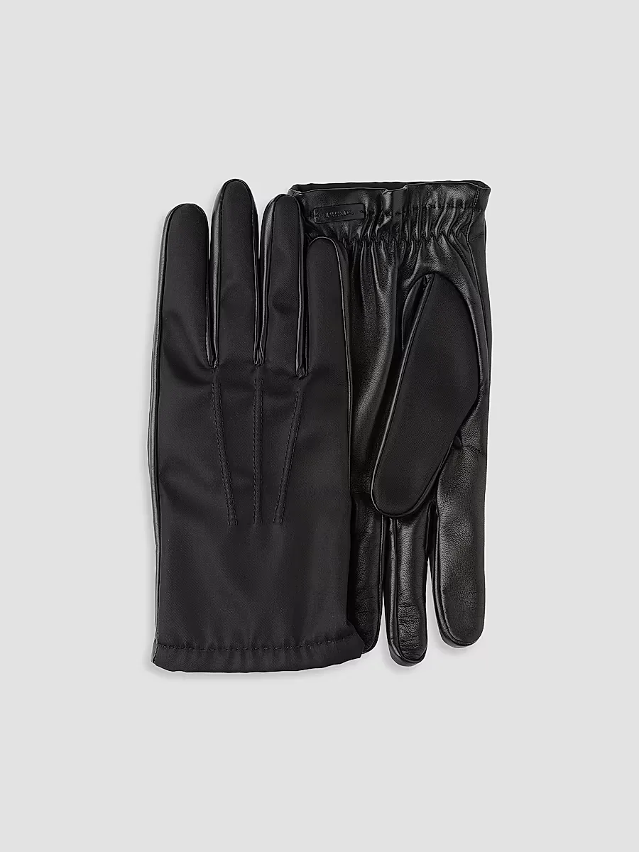 Re-Nylon and Nappa Leather Gloves by Prada