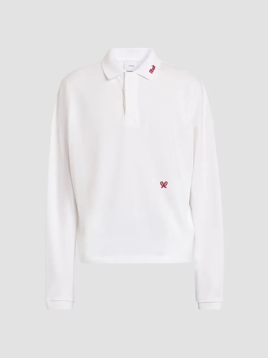 Logo Embroidery Long-Sleeve Polo Shirt by Rhude