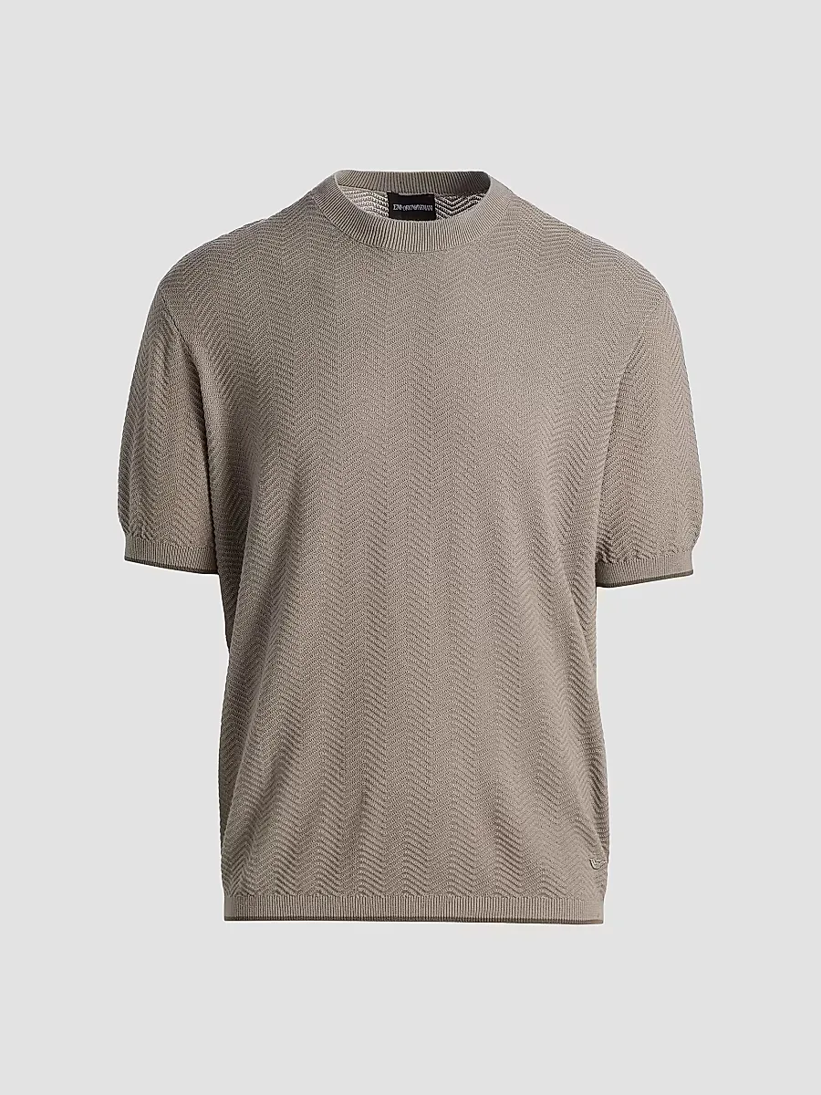 Emporio Armani Tipped-Trim Textured Chevron Sweater by Armani