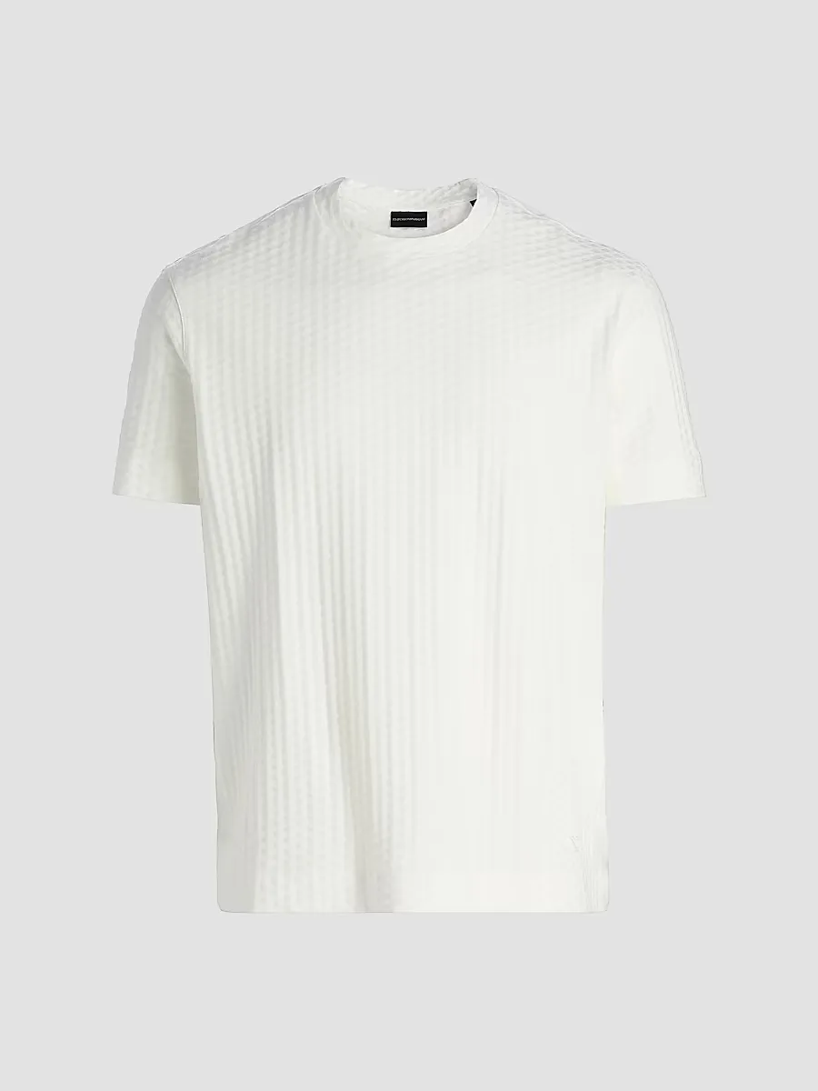 Emporio Armani Textured Geometric-Print Cotton T-Shirt