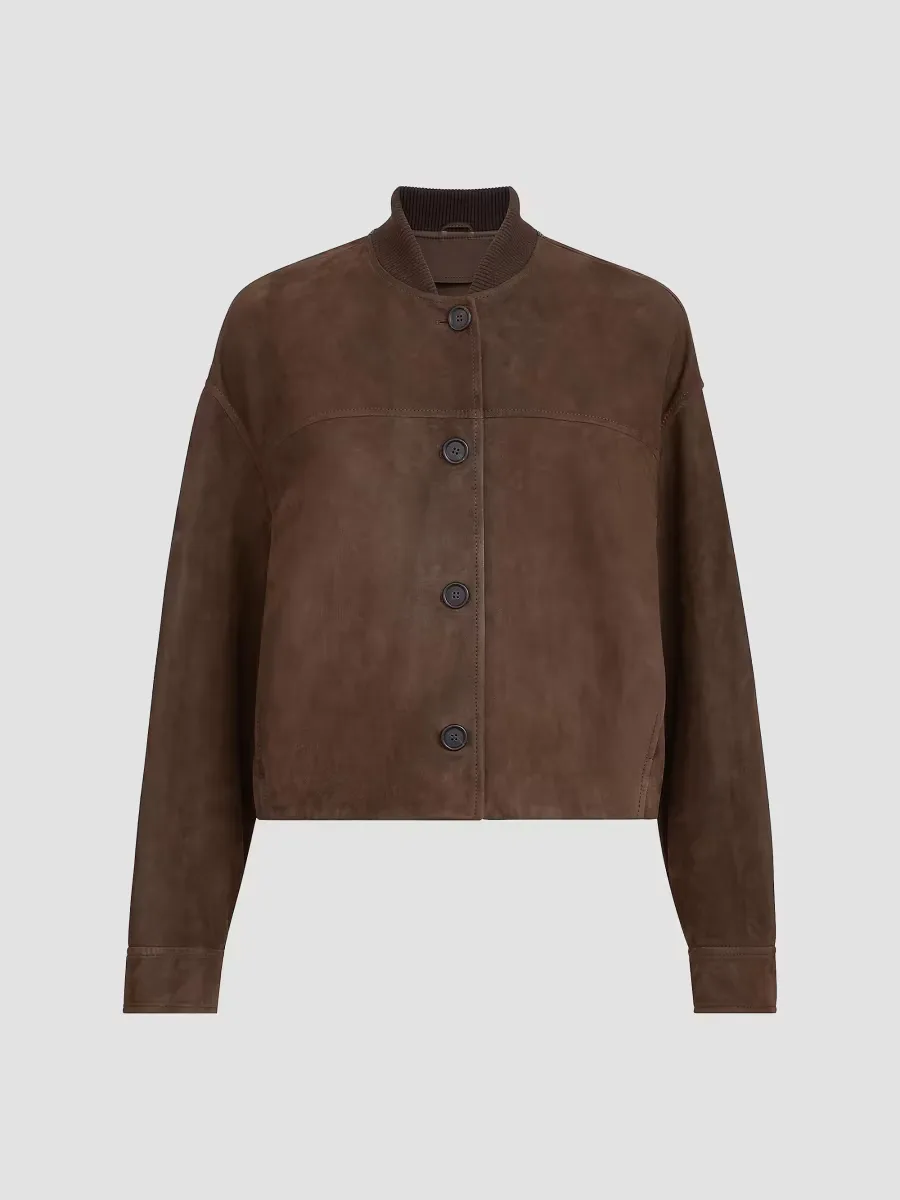 Couture Suede Outerwear Jacket with Monili