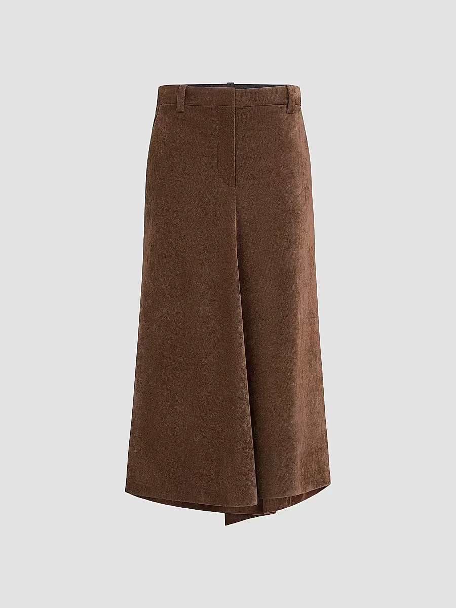 Fluid Corduroy Flute Skirt with Monili
