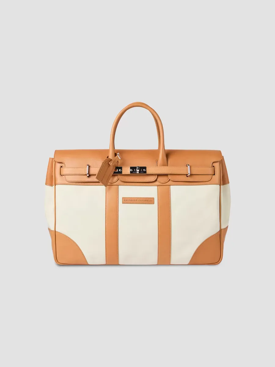 Grained Calfskin and Cowhide Country Bag by Brunello Cucinelli