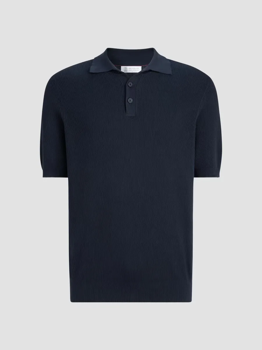 Cotton English Rib Knit Polo Shirt