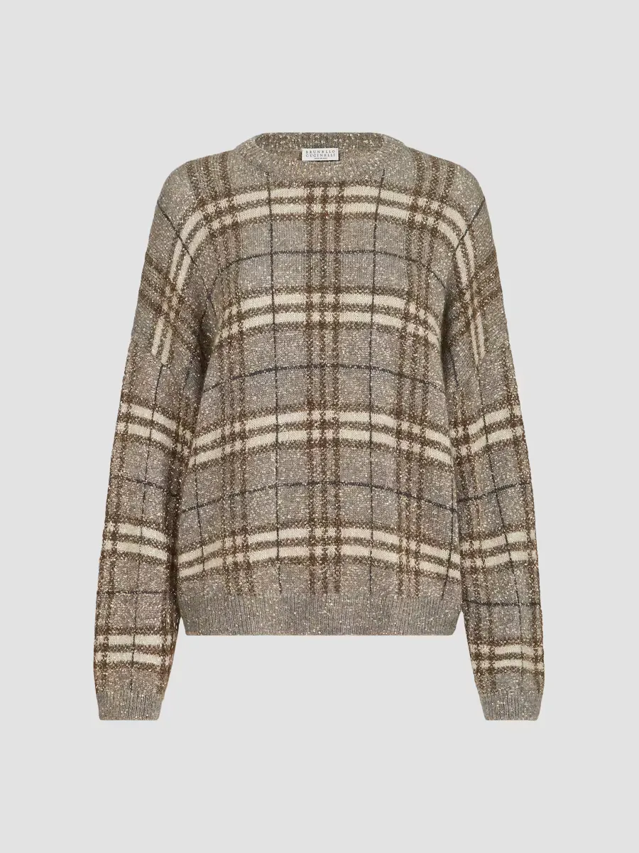 Dazzling Mohair Prince of Wales Sweater by Brunello Cucinelli