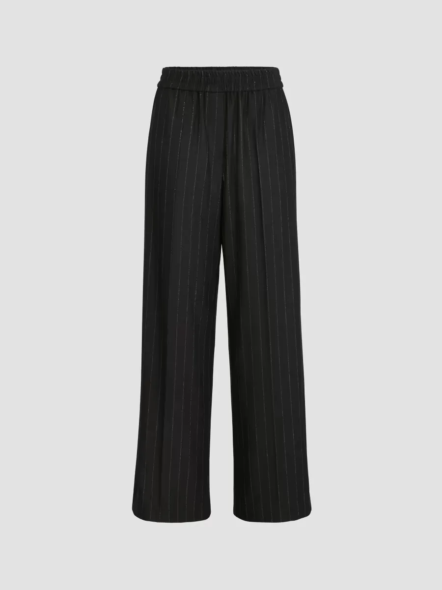 Comfort Virgin Wool Dazzling Chalk Stripe Loose Track Trousers by Brunello Cucinelli