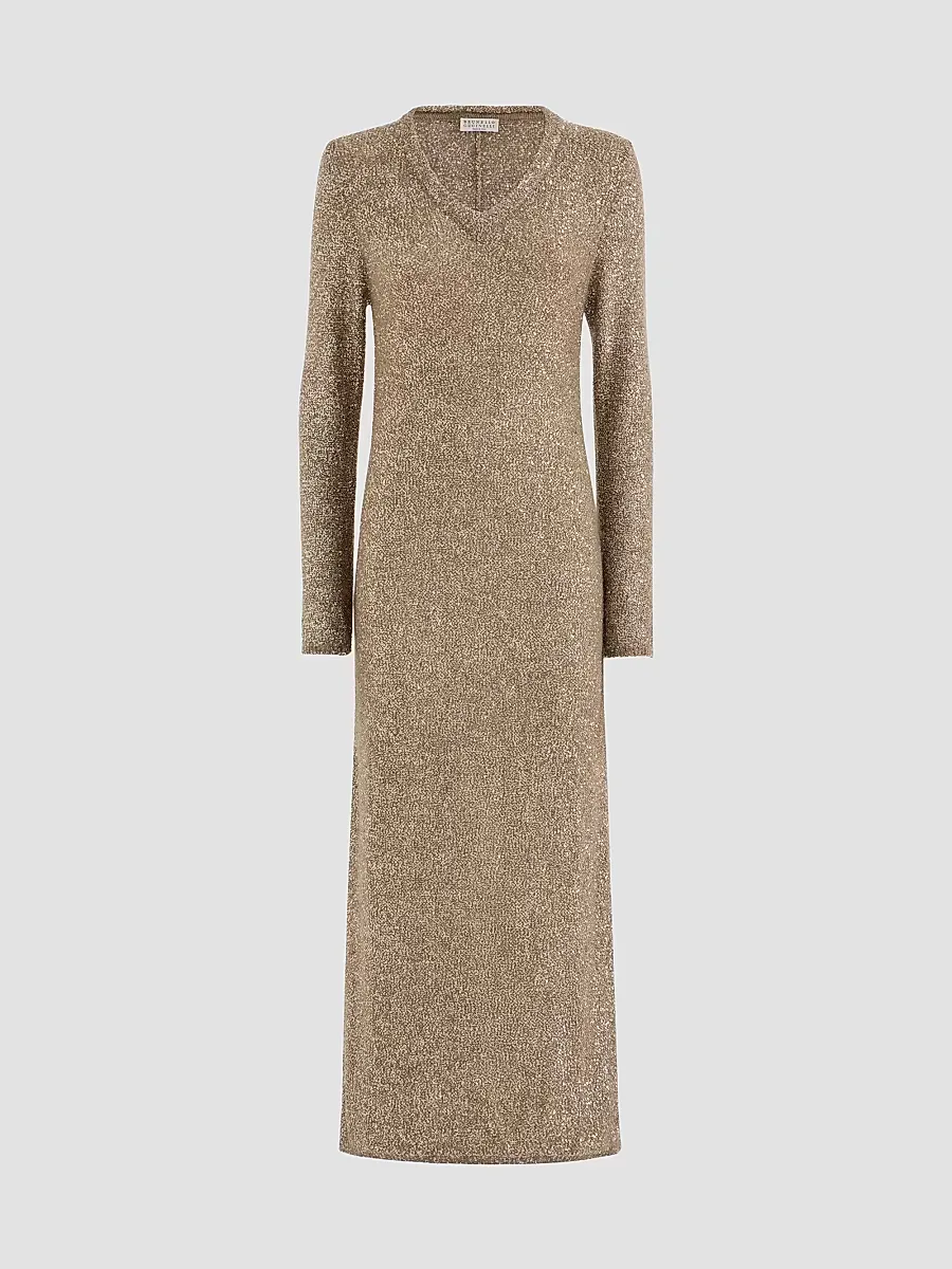 Mohair and Wool Dazzling Texture Knit Dress by Brunello Cucinelli