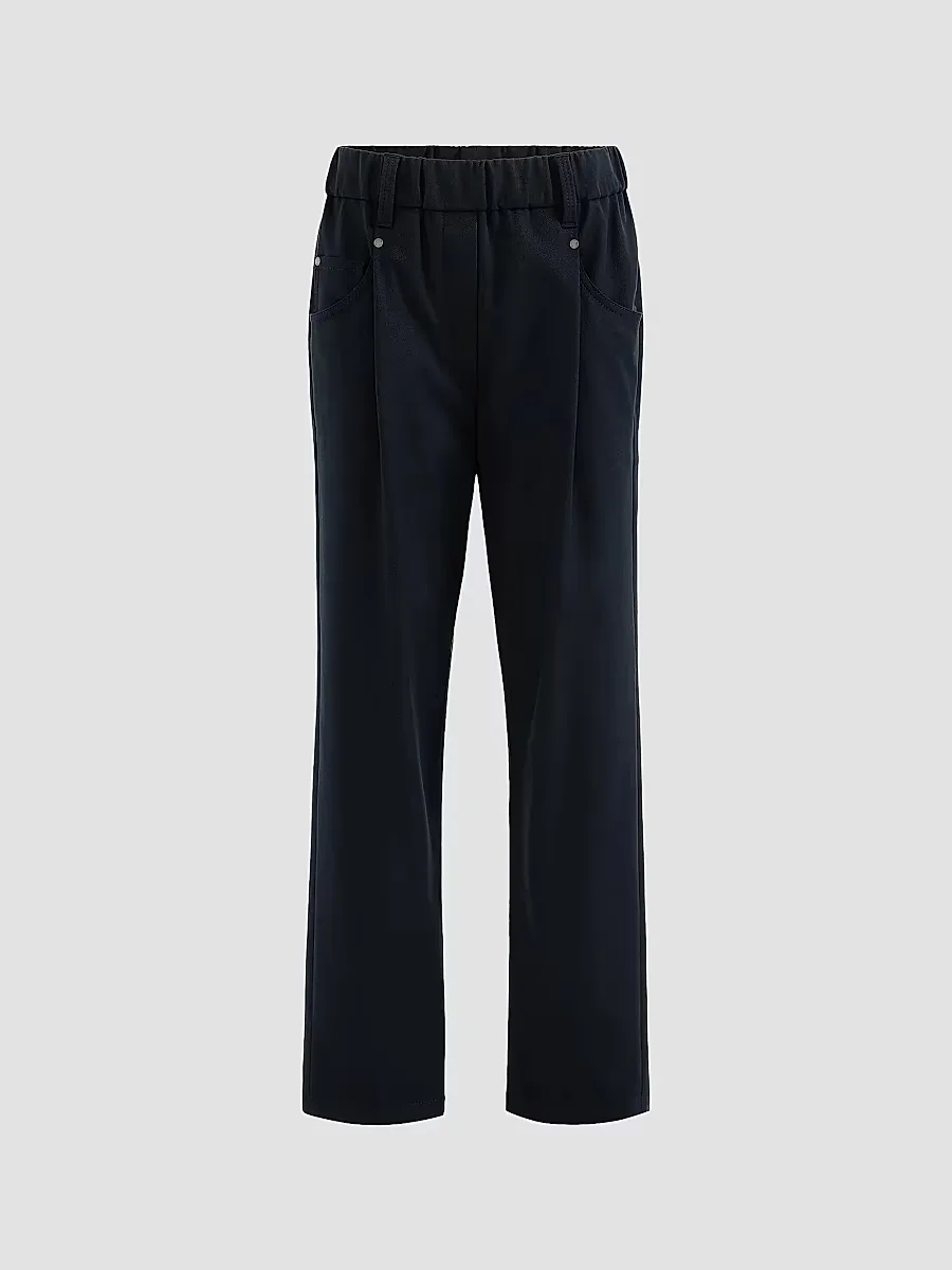 Stretch Cotton Cover Baggy Pull-On Trousers with Shiny Bartack by Brunello Cucinelli