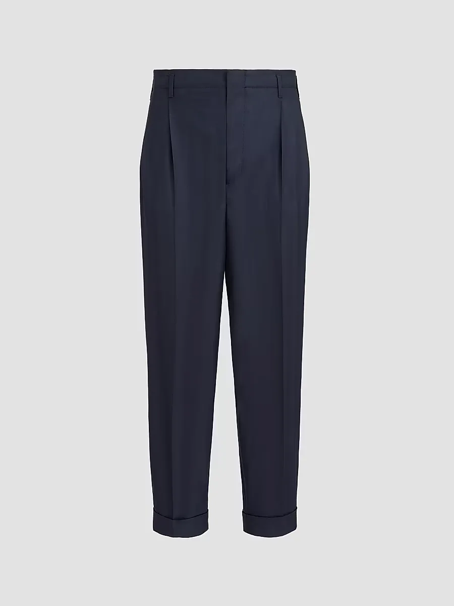 Virgin Wool Chevron Trousers with Double Pleats by Brunello Cucinelli