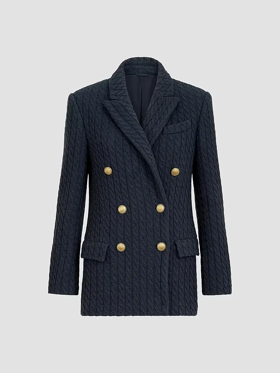 Cashmere Cable Knit Blazer with Monili by Brunello Cucinelli