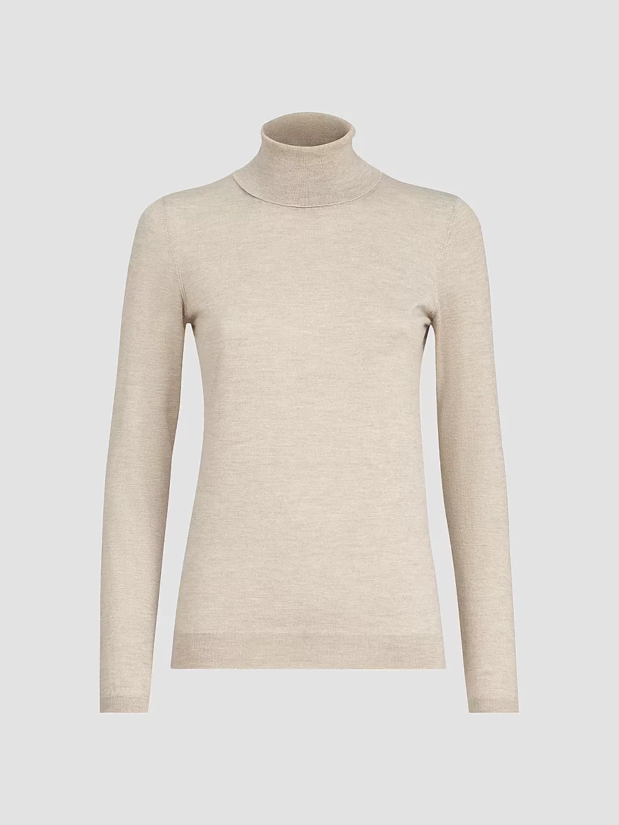 Sparkling Cashmere and Silk Lightweight Turtleneck Sweater
