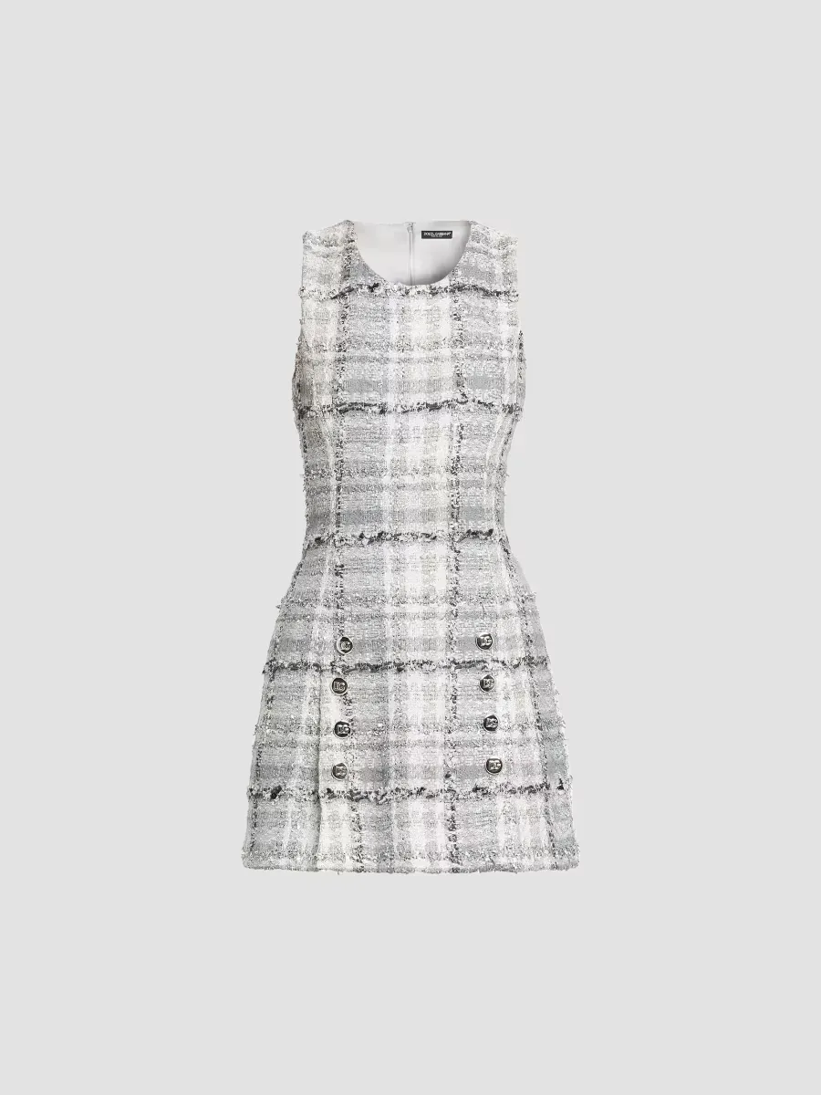 Rachel Check Tweed Minidress by Dolce & Gabbana
