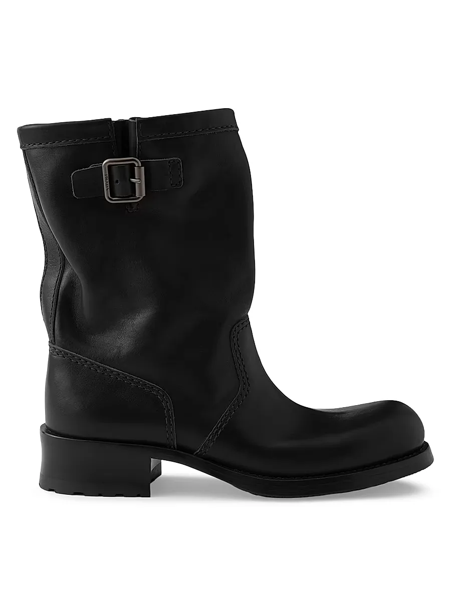 Leather Mid-Calf Boots