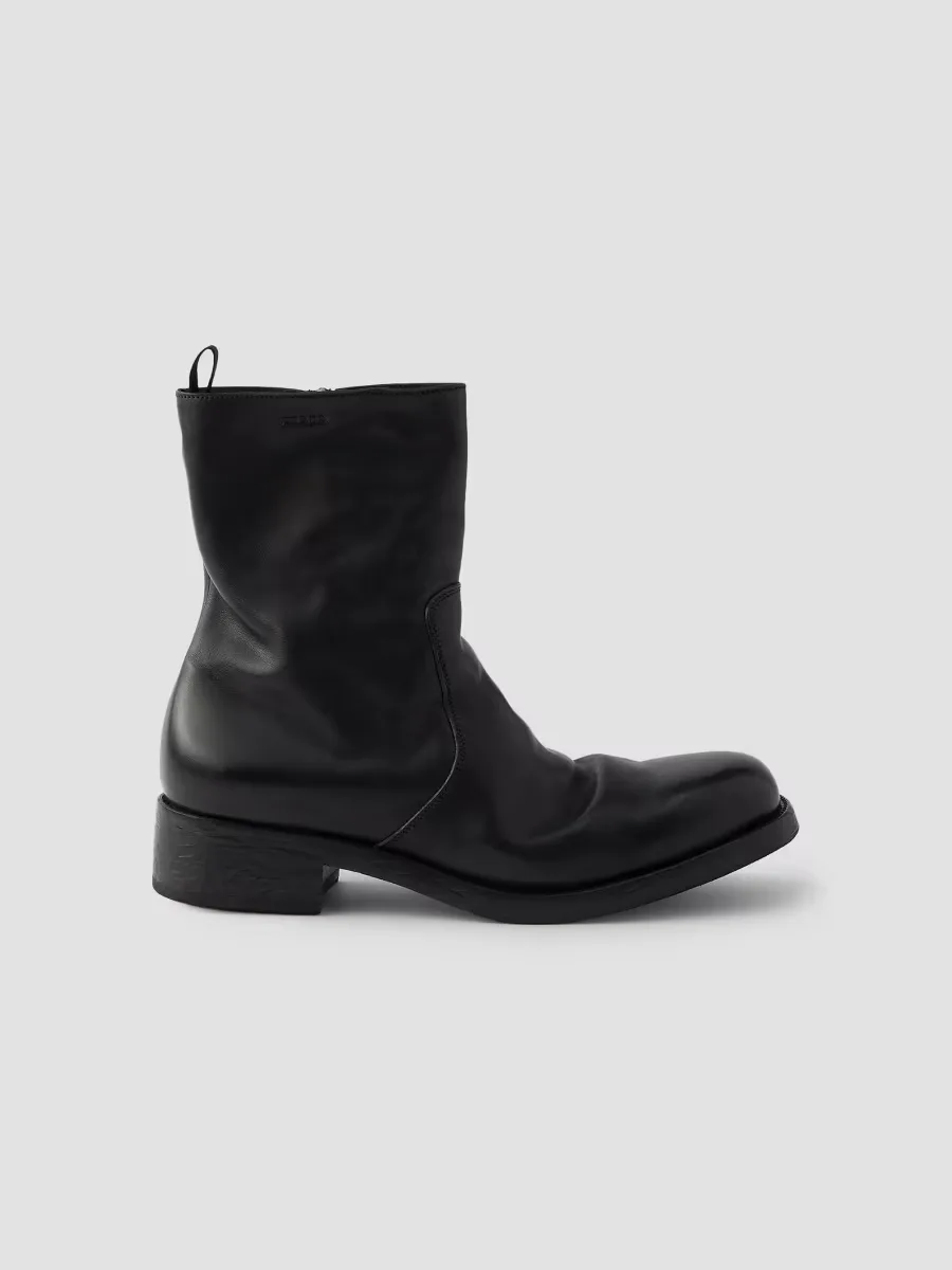 Leather Zipper Boots by Prada