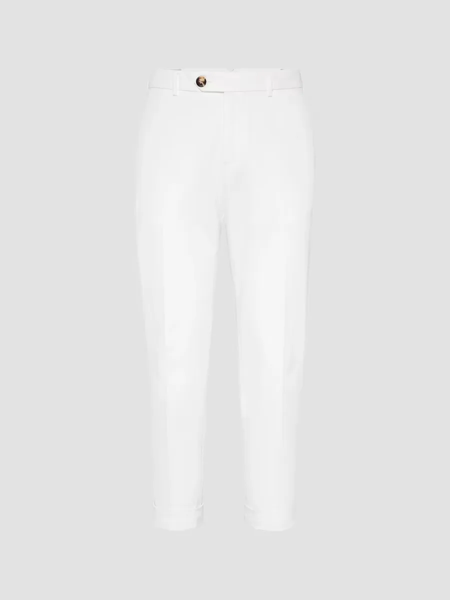 Garment-Dyed Italian Fit Trousers in Twisted Cotton Gabardine by Brunello Cucinelli