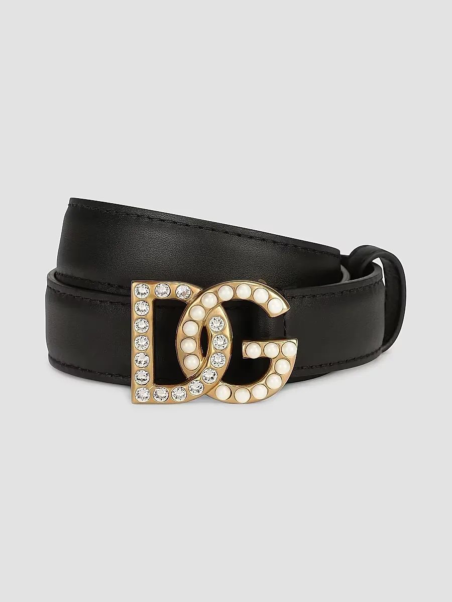 DG Swarovski Logo Leather Belt by Dolce & Gabbana