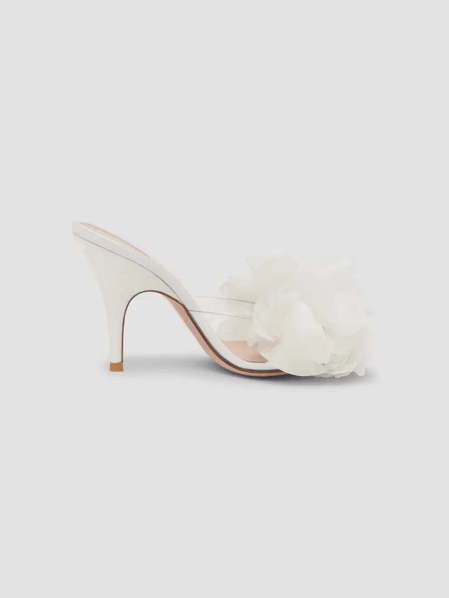 95MM Tulle Floral-Appliquéd Sandals