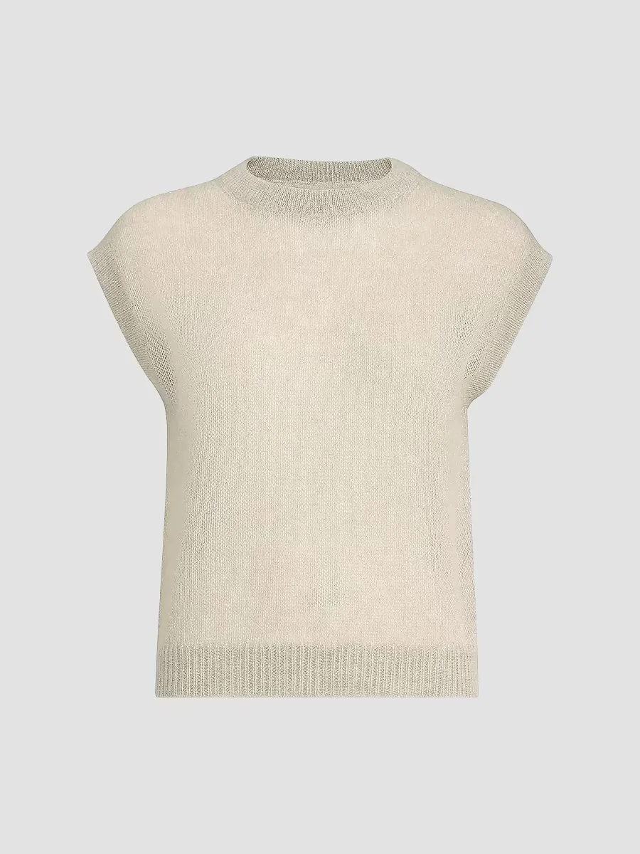 Sparkling Mohair and Wool Knit T-Shirt with Monili by Brunello Cucinelli