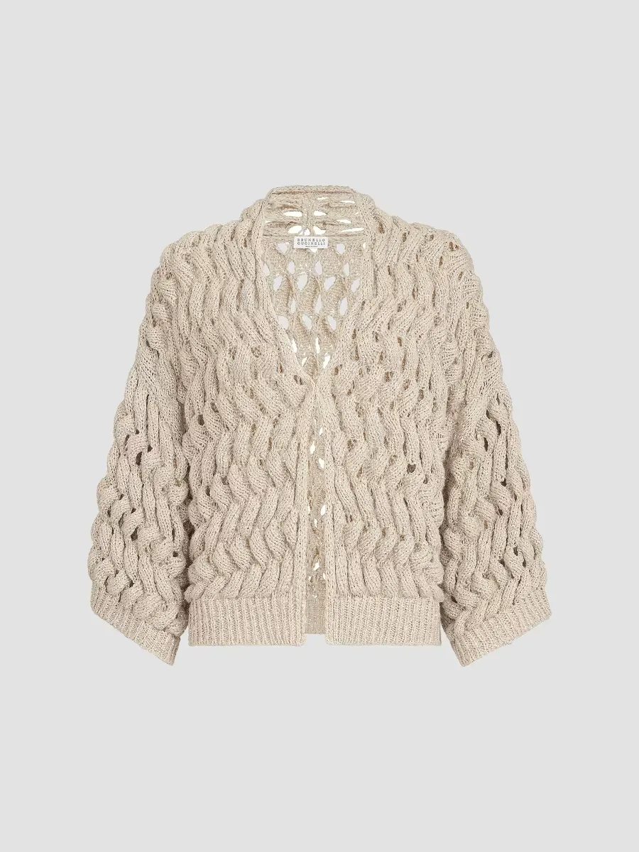 Silk and Linen Dazzling Waves Cardigan by Brunello Cucinelli