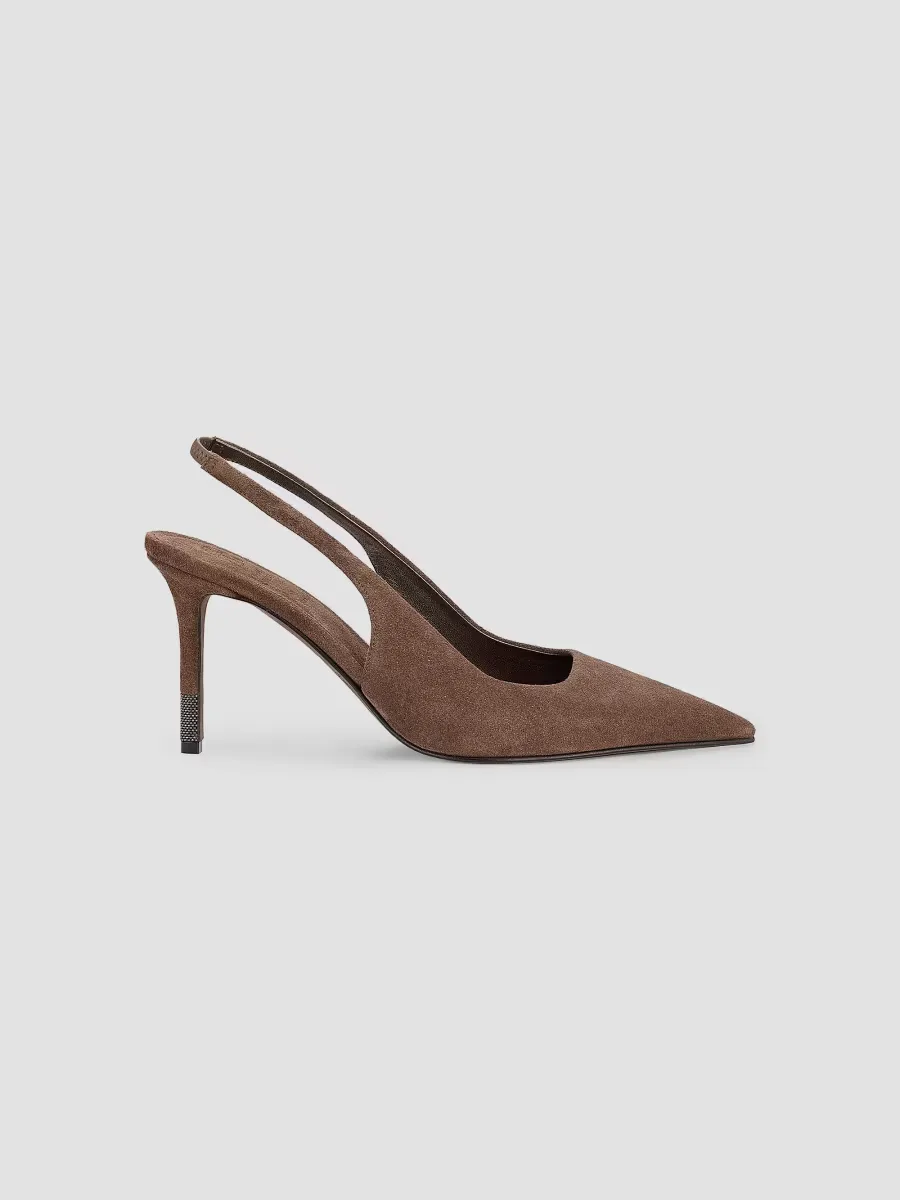 100MM Suede Slingback Pumps by Brunello Cucinelli
