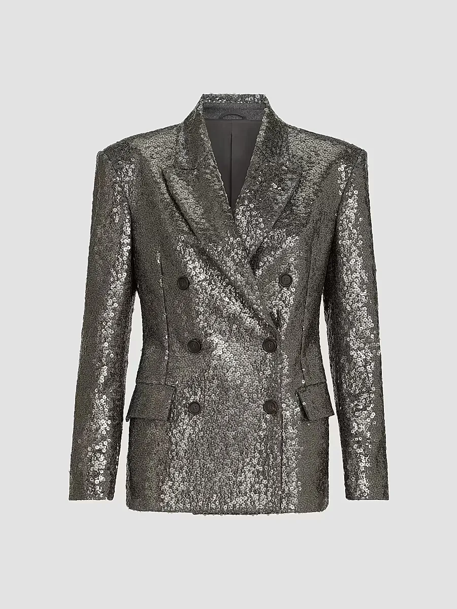 Dazzling Texture Embroidery Blazer in Virgin Wool Flannel