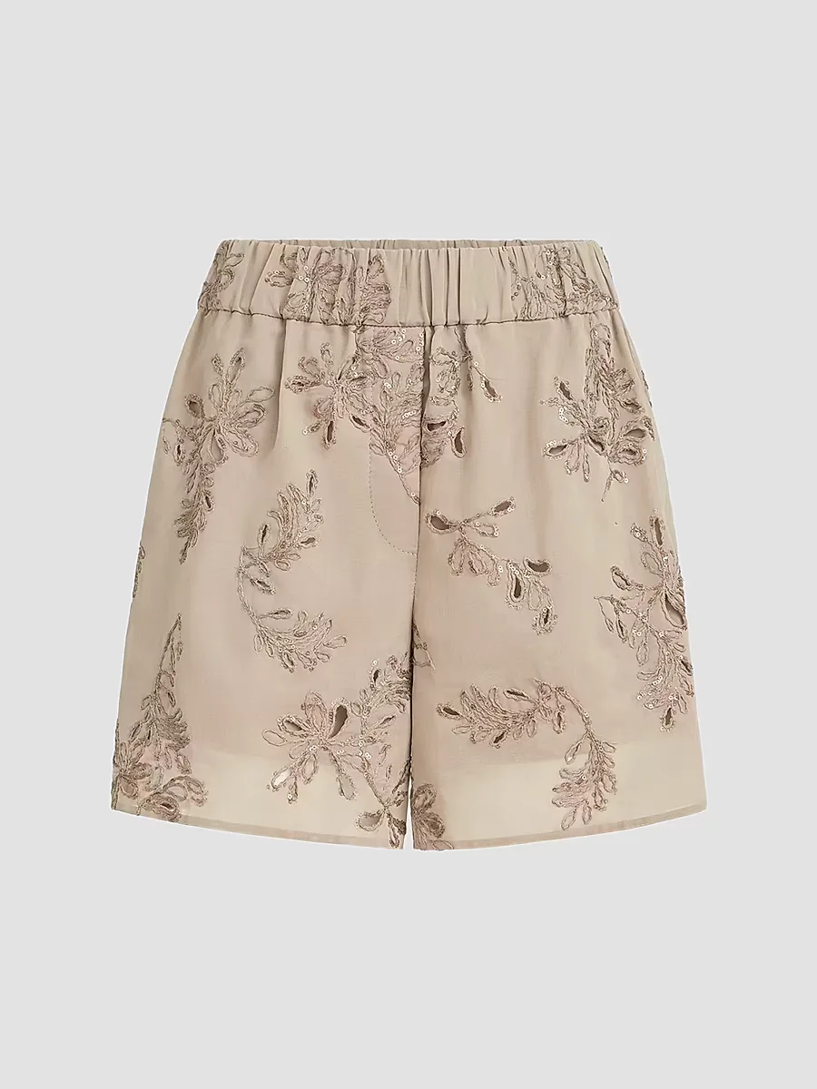 Cotton Organza Shorts with Dazzling Broderie Anglaise