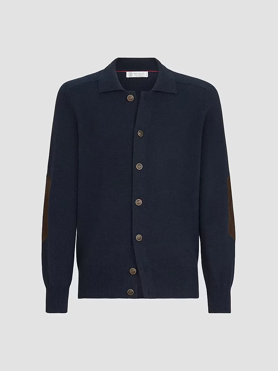 Cashmere Cardigan with Shirt-Style Collar and Buttons by Brunello Cucinelli