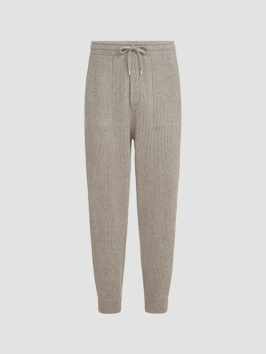 Cashmere English Rib Knit Joggers by Brunello Cucinelli