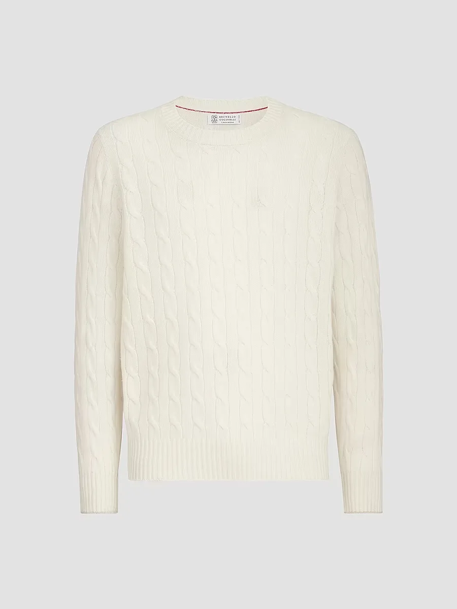 Cashmere Cable Knit Sweater by Brunello Cucinelli