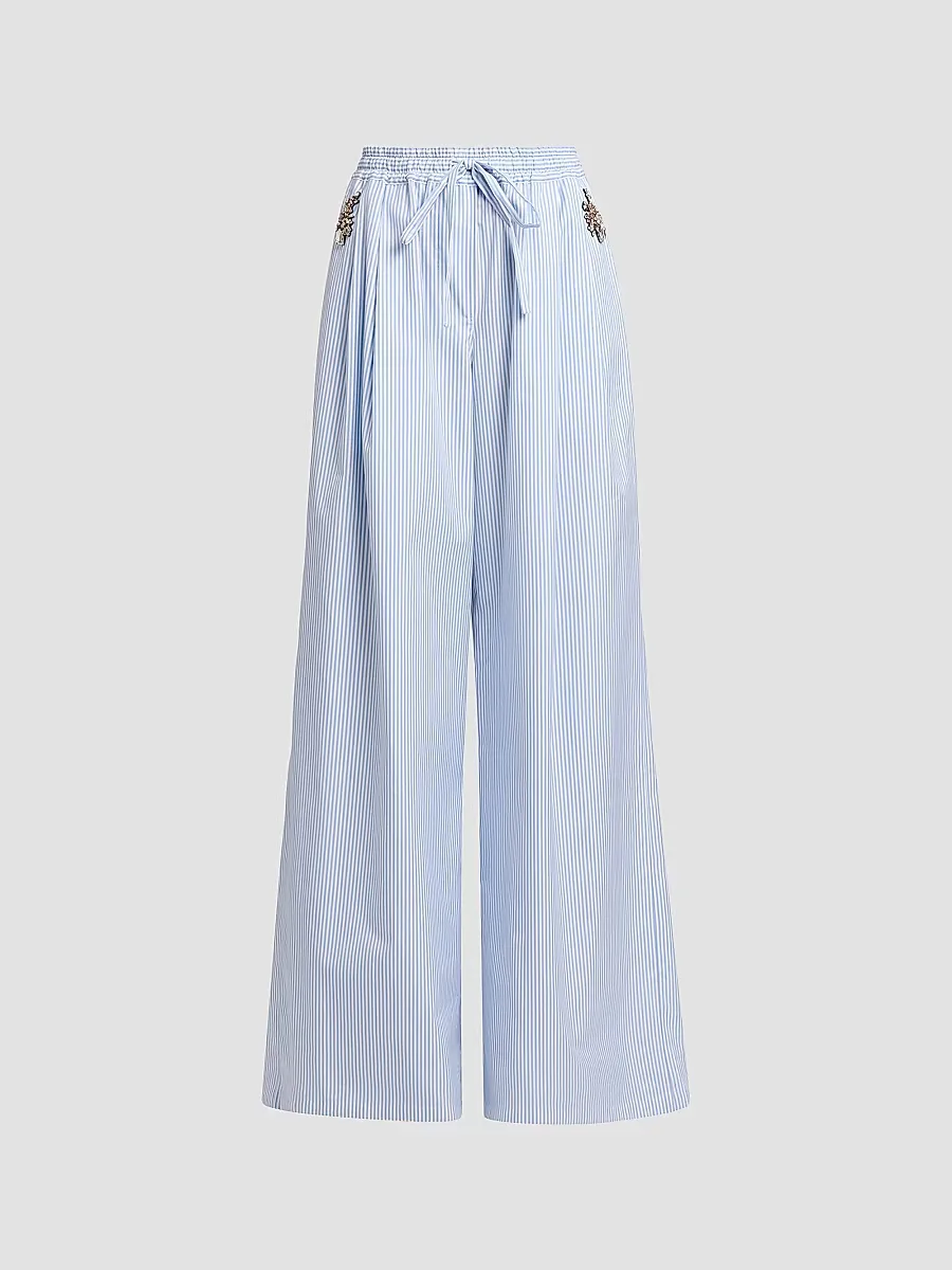 Crystal-Embellished Cotton Drawstring Pants by Dolce & Gabbana