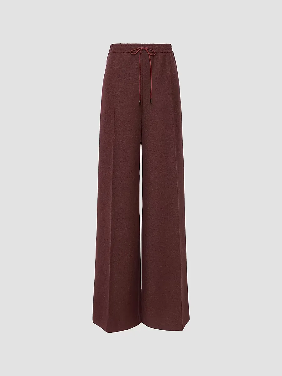 Denim Effect Wool Wide Leg Trousers by Max Mara