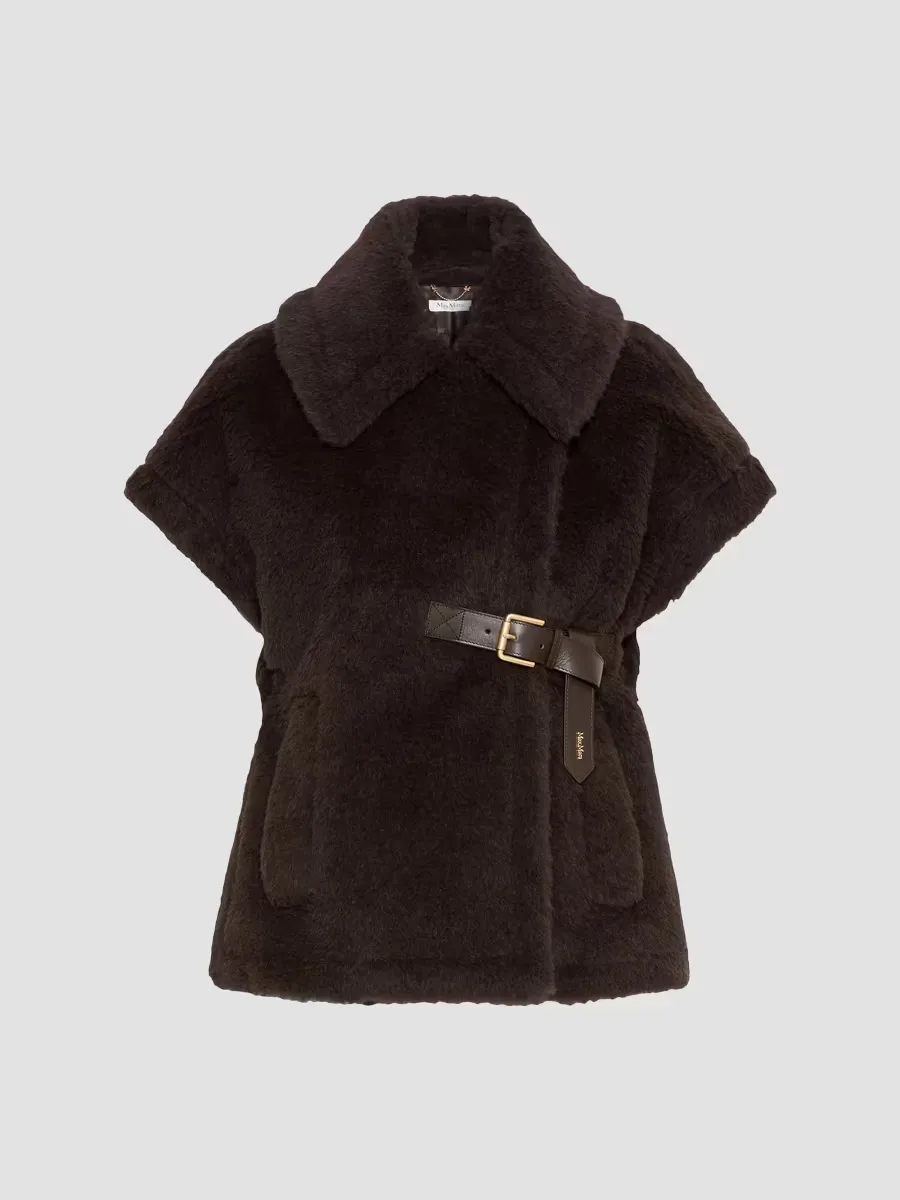 Cape in Alpaca and Wool Teddy Fabric by Max Mara