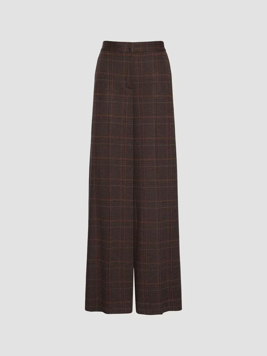 Wide Glen Plaid Jersey Trousers by Max Mara