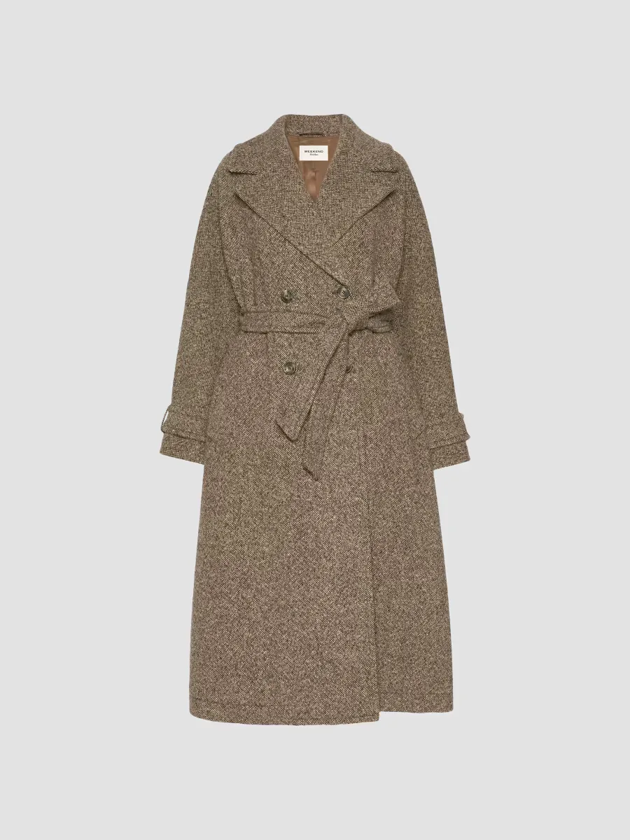 Weekend Max Mara Long Wool Blend Tweed Coat by Max Mara