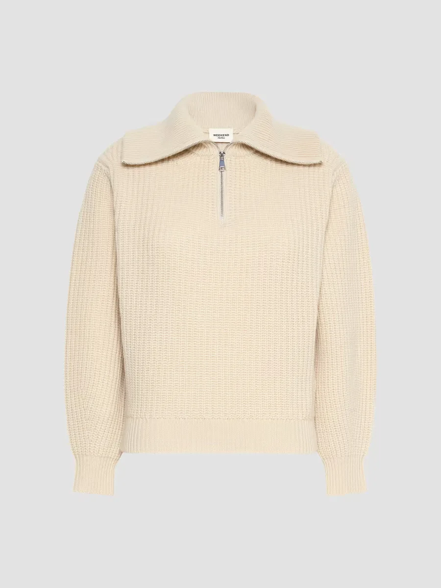 Weekend Max Mara Wool Zip Up Roll Neck Jumper by Max Mara