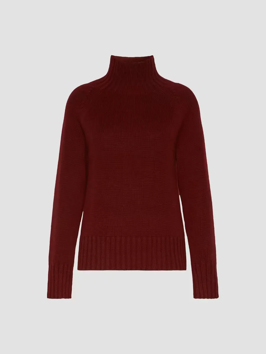 Wool and Cashmere Yarn Polo Neck Sweater