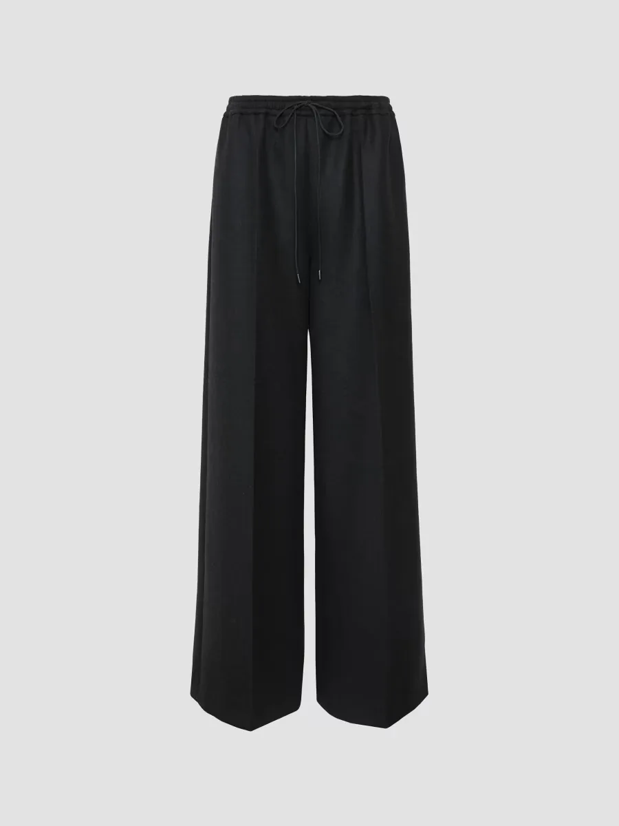 Wool Flannel Wide Leg Trousers by Max Mara