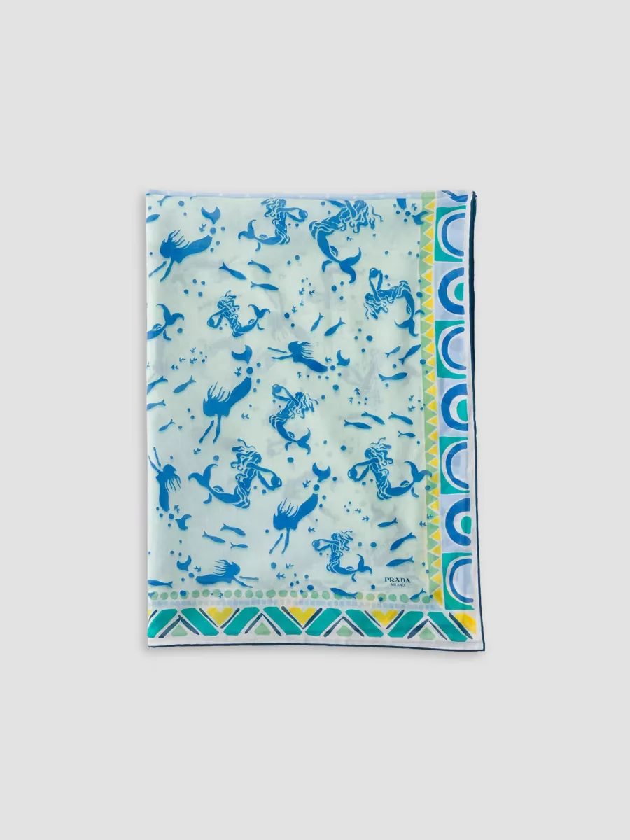 Printed Cotton Pareo by Prada