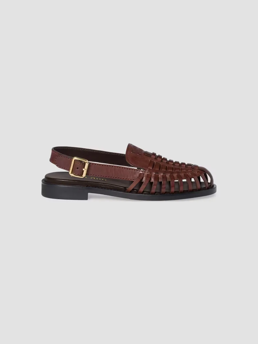 Leather Slingback Loafers by Miu Miu