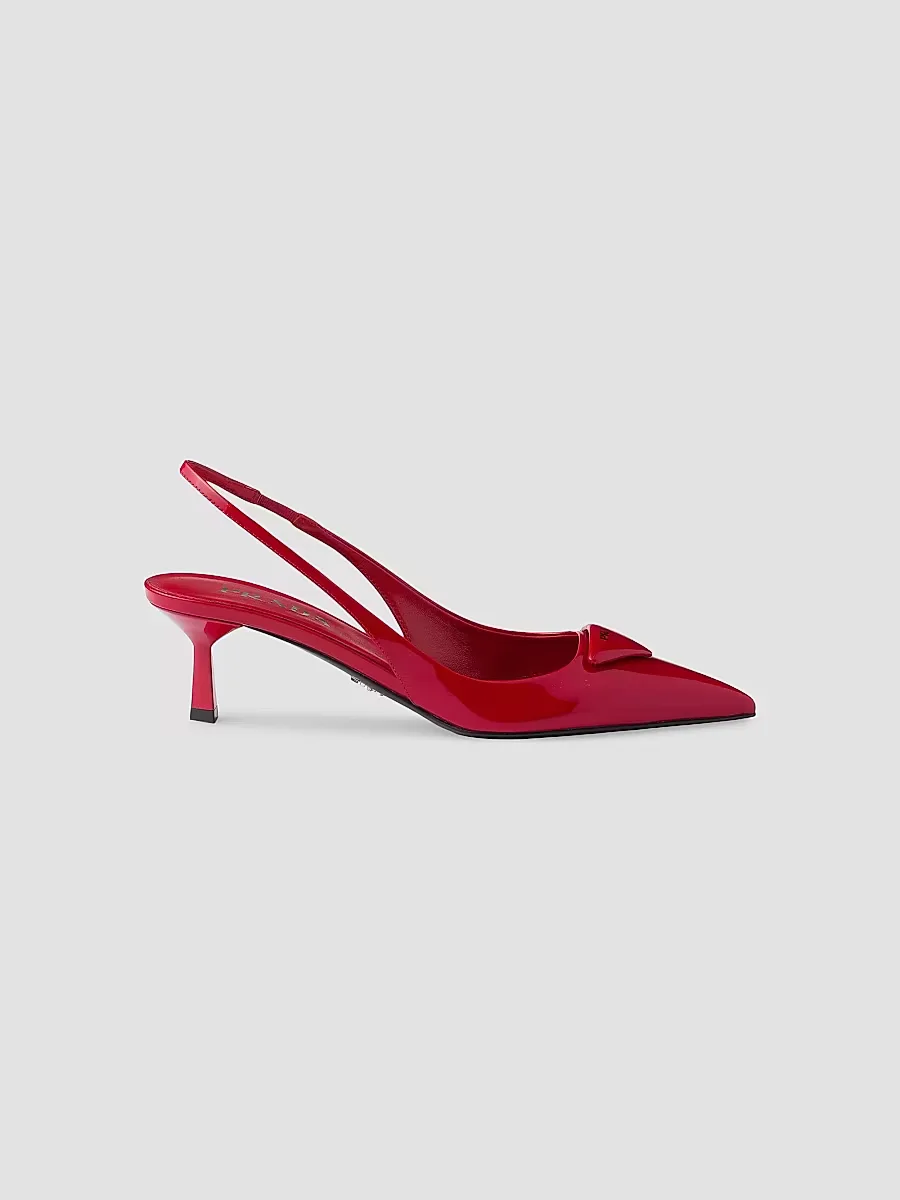Patent Leather 55MM Slingback Pumps by Prada