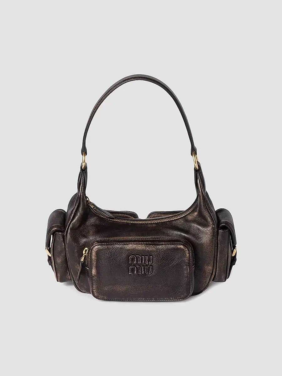 Pocket Nappa Leather Shoulder Handle Bag by Miu Miu