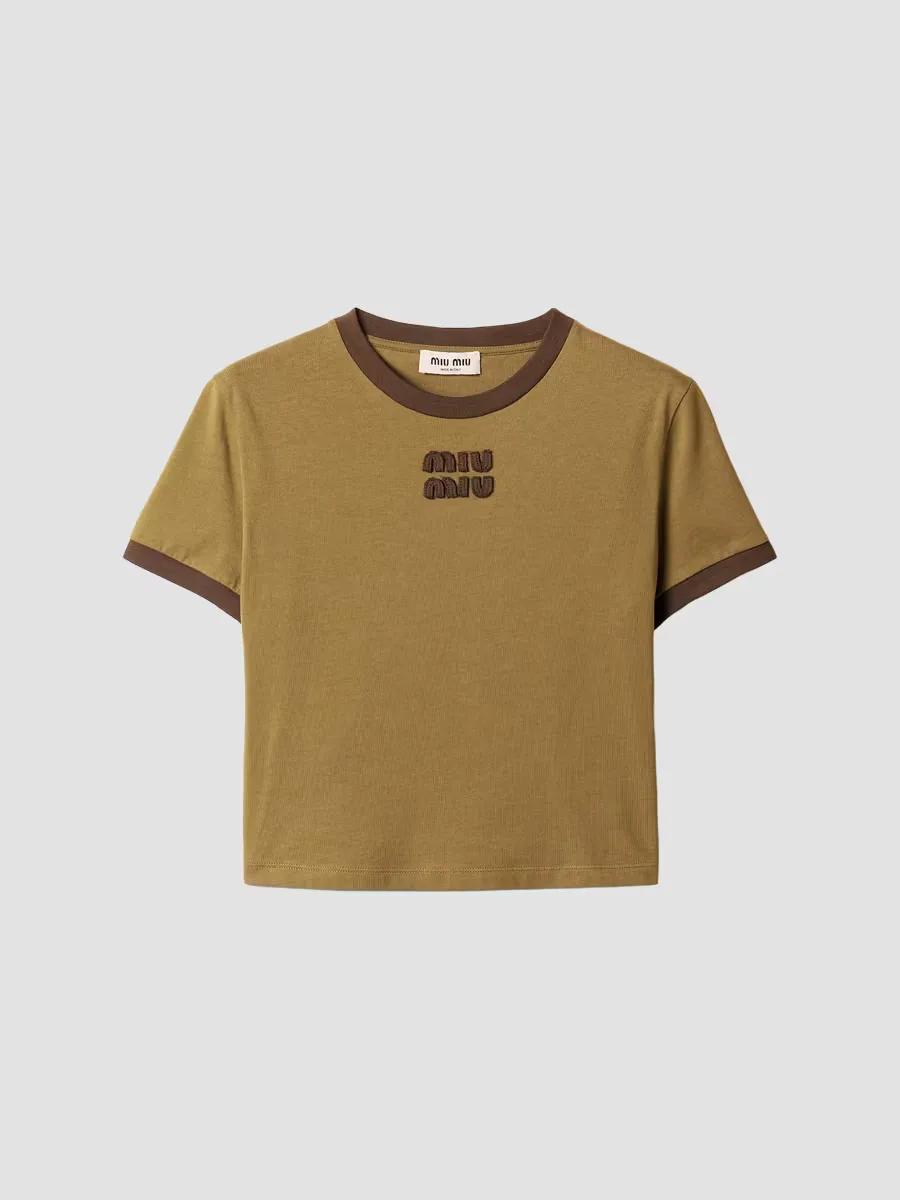 Cotton Jersey T-Shirt by Miu Miu