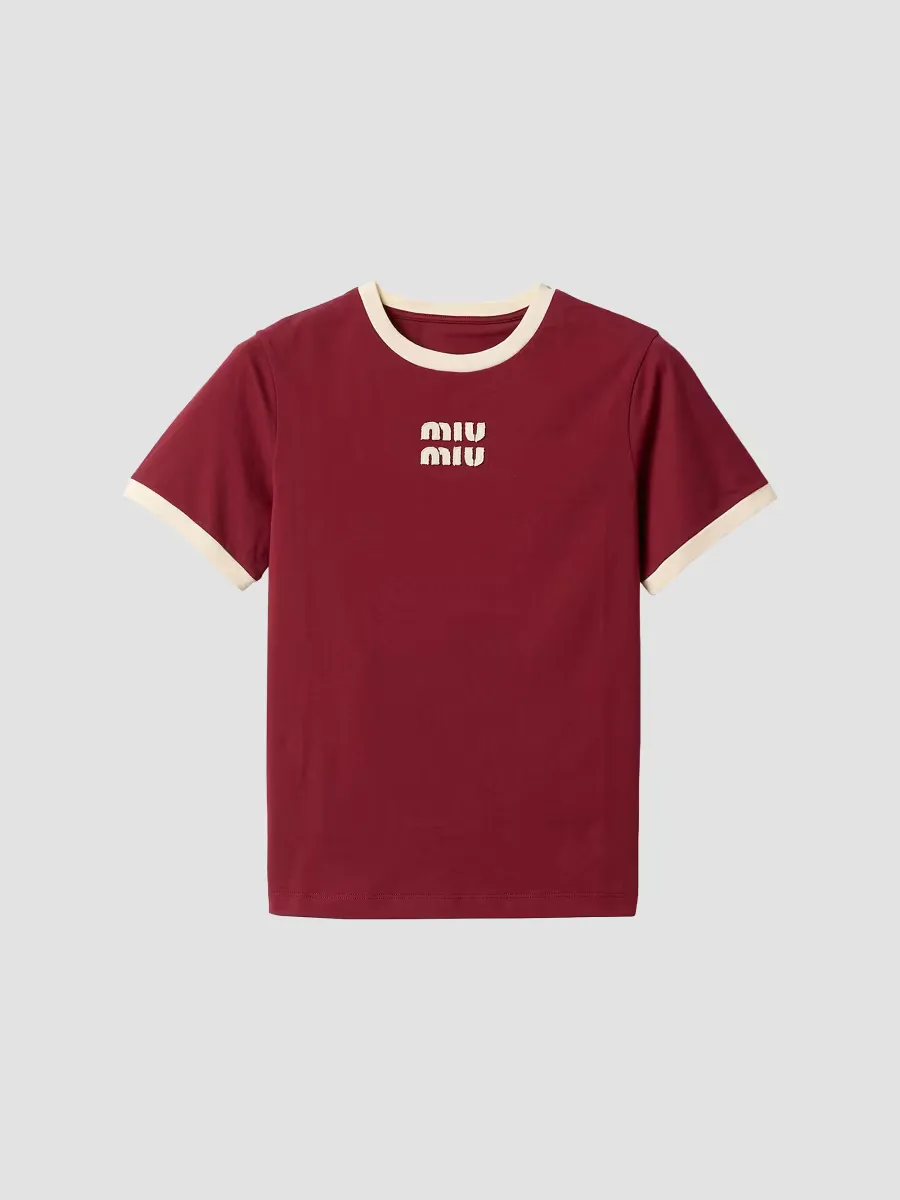 Cotton Jersey T-Shirt by Miu Miu