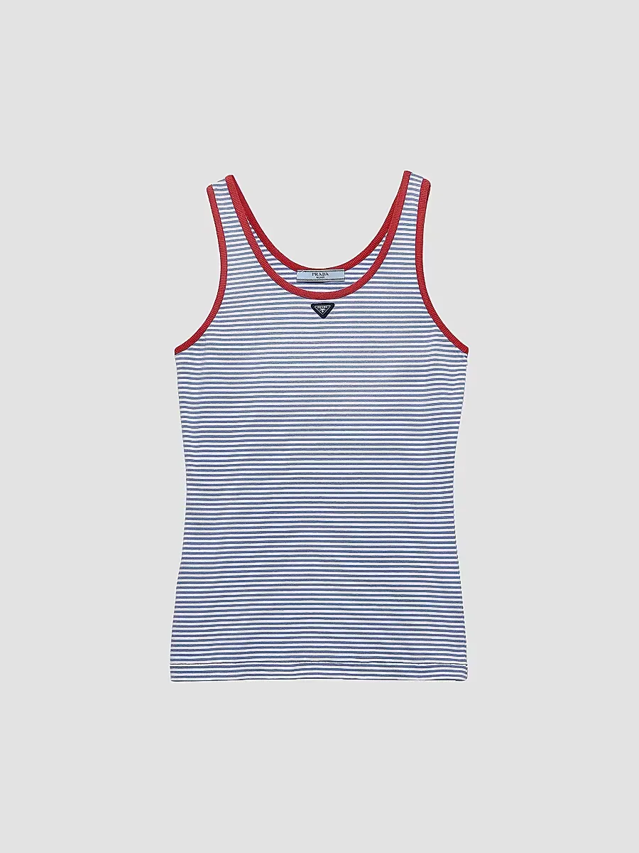 Striped Cotton Jersey Tank Top